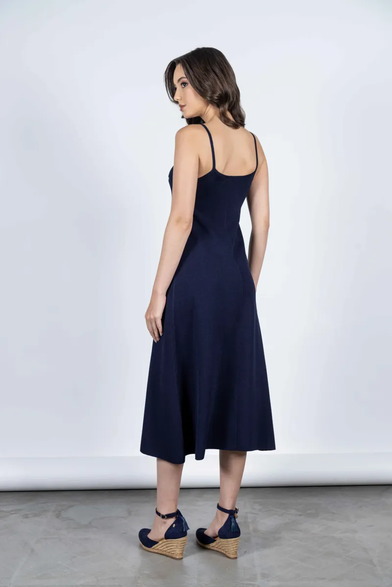 Hartwell Antonia Knitted Dress - Navy Pheasants-2