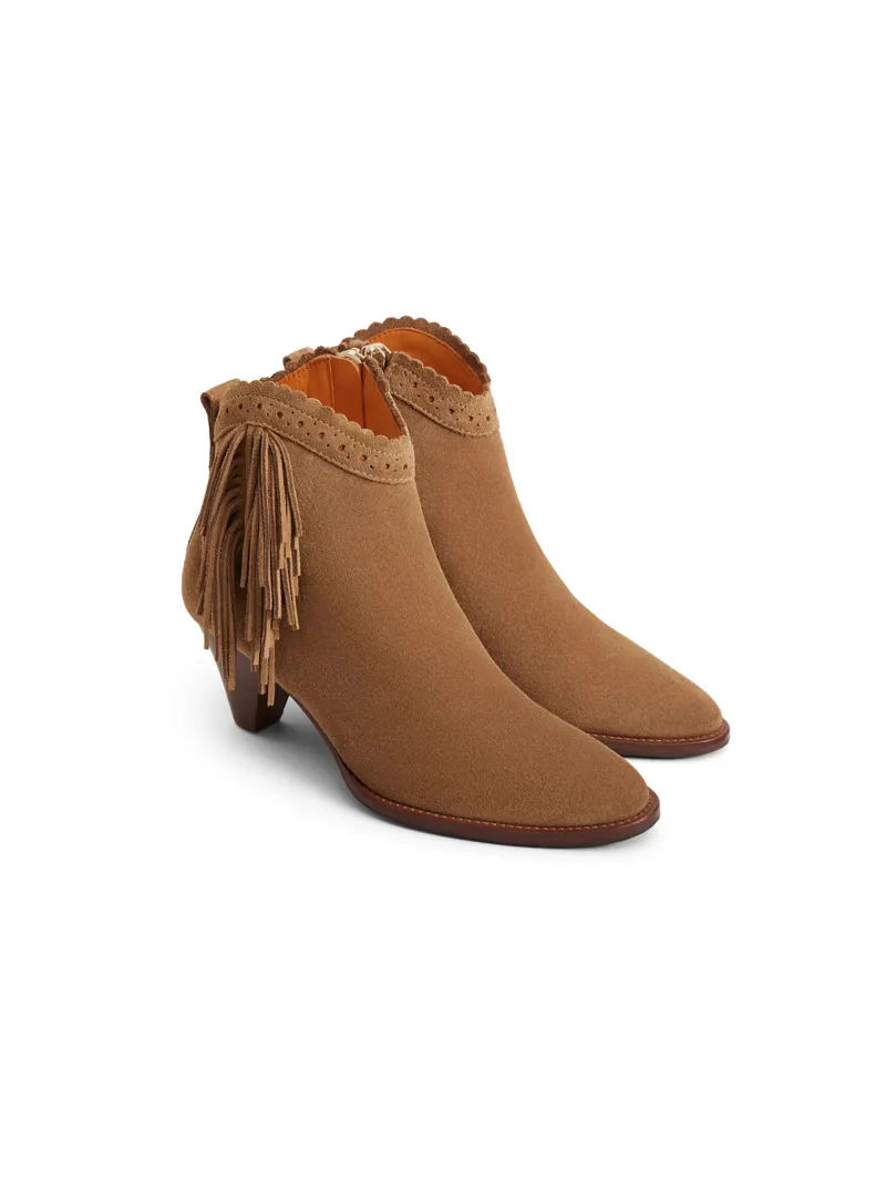 Fairfax And Favor Fringed Regina Ankle Boot Tan