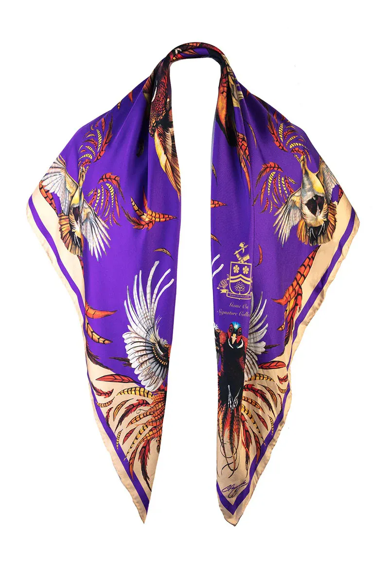 Clare Haggas Game on Large Silk Scarf - Violet
