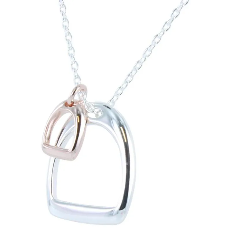 Reeves and Reeves Pair Of Stirrups Necklace - Sterling Silver/Rose Gold