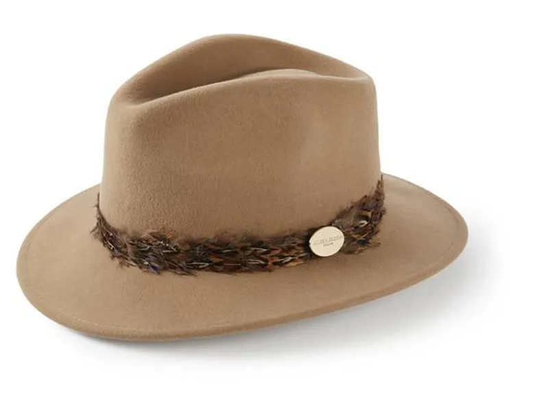 Hicks and Brown Pheasant Wrap Suffolk Fedora - Camel