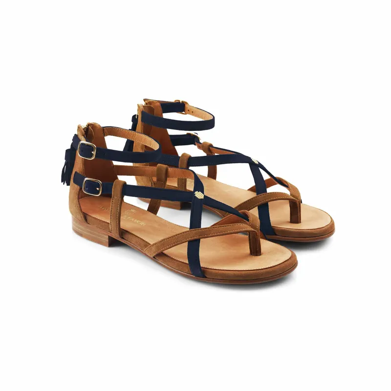 Fairfax and Favor Brancaster Sandal - Tan/Navy
