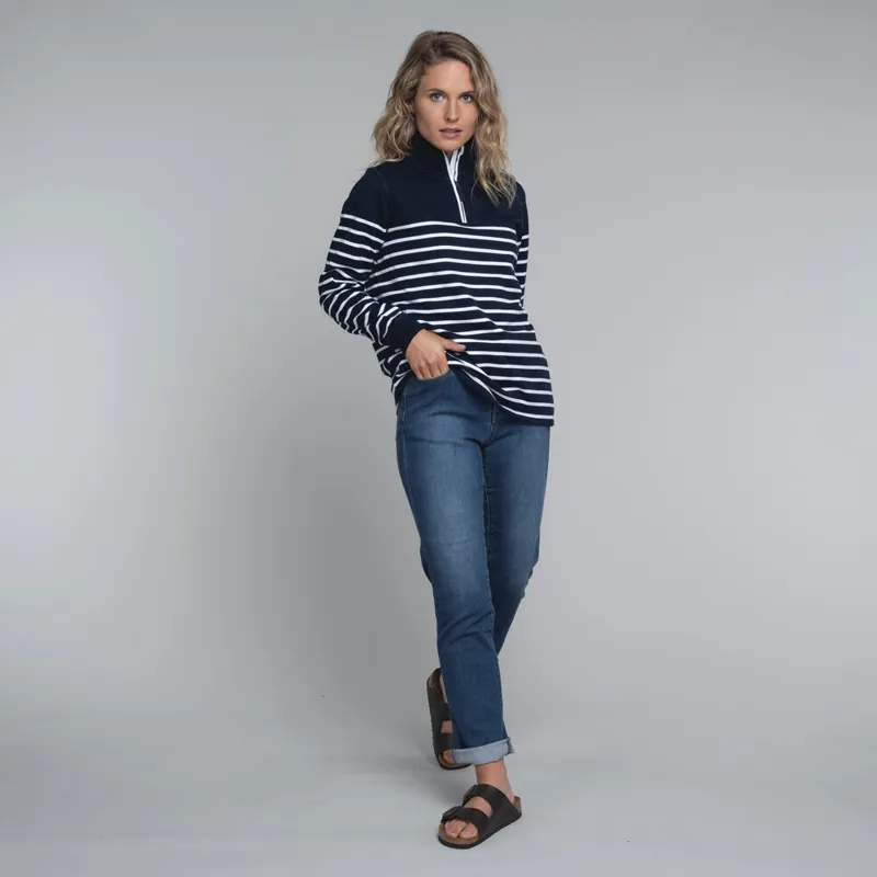 Schoffel Ladies Hope Cove Sweatshirt - Navy Stripe-1