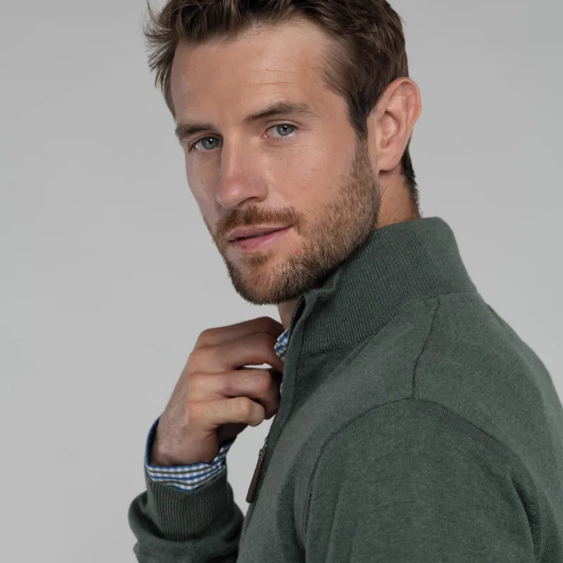 Schoffel Mens Porthmeor Pima 1/4 Zip - Country Green-1