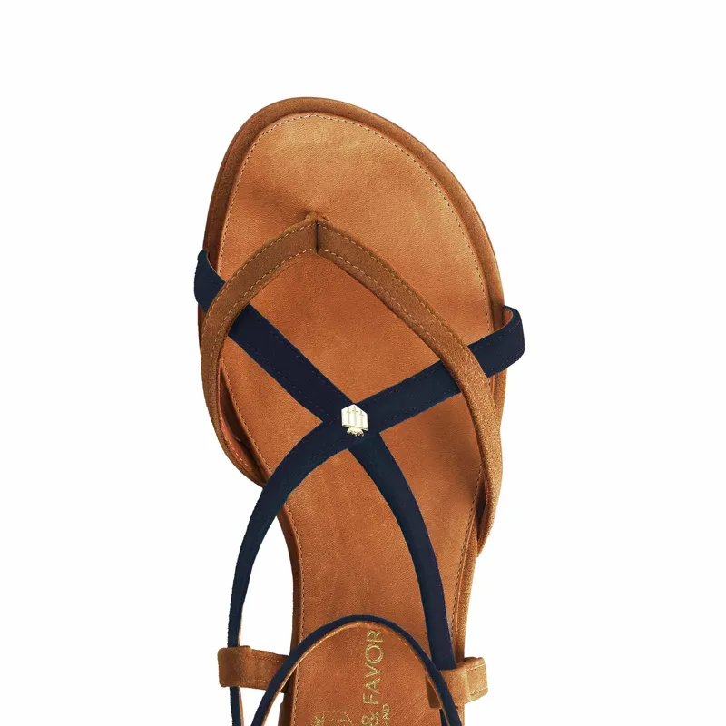 Fairfax and Favor Brancaster Sandal - Tan/Navy-2