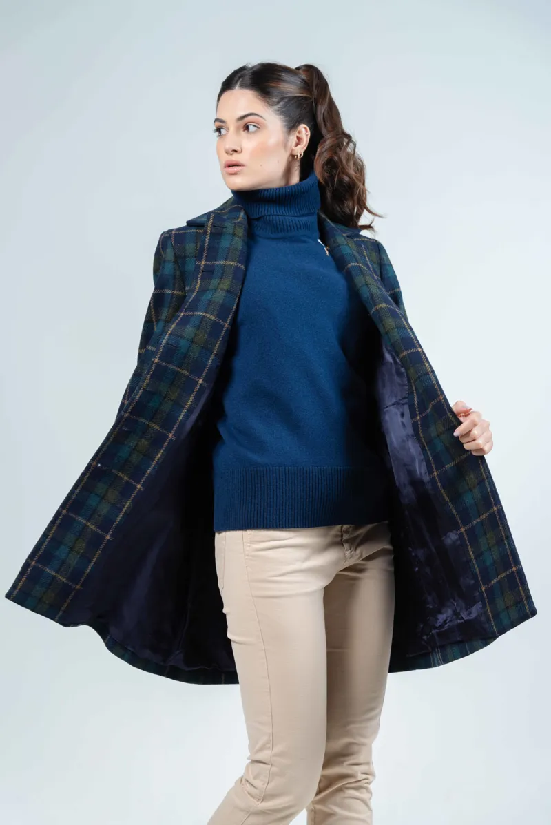 Hartwell Anna Coat Navy Check-2