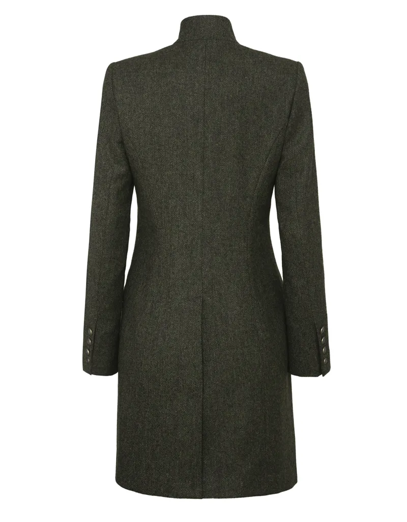 Anna Lascata Alexandra Coat - Olive Navy Herringbone-1