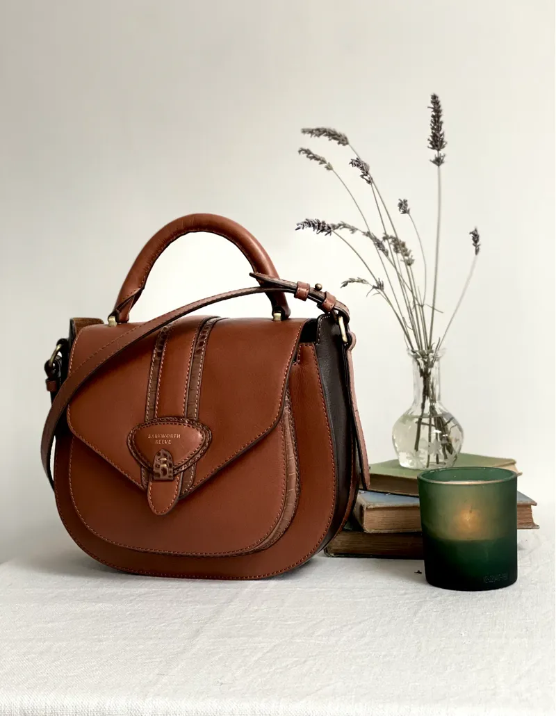 Barkworth Reeve Belton Leather Saddle Bag - Tan-7