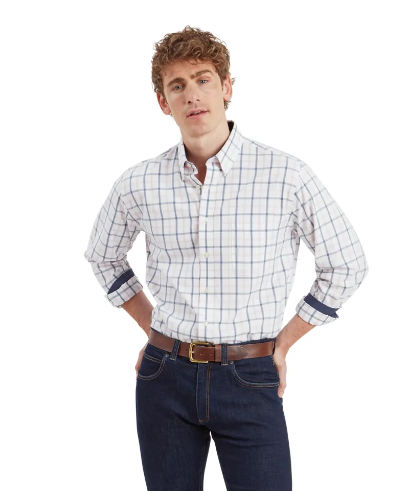 Schoffel Brancaster Shirt - Stone Blue Check-1
