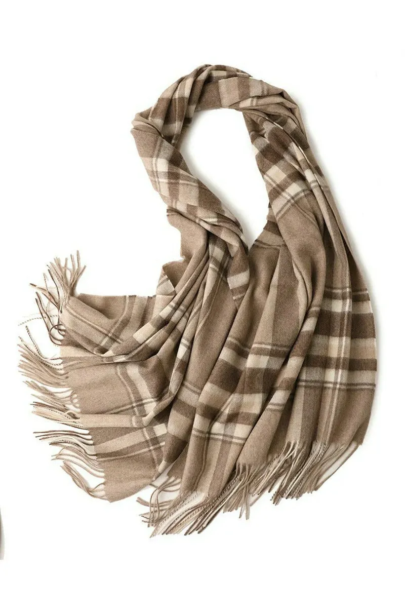 Hortons Eton Cashmere Scarf - Brown Check