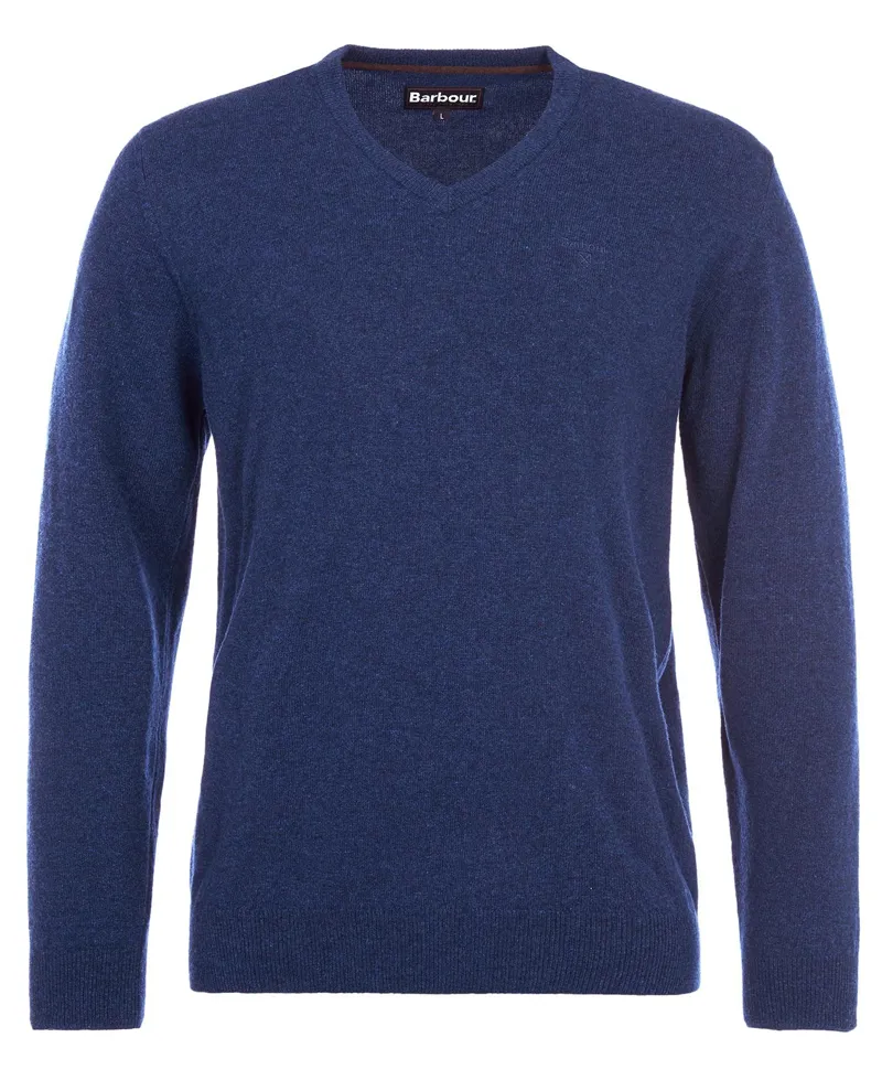 Barbour Essential V-Neck Lambswool Jumper -Deep Blue