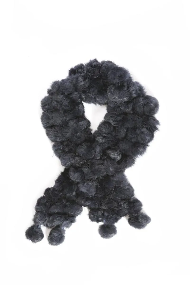 Coney Fur Bobble Scarf Black