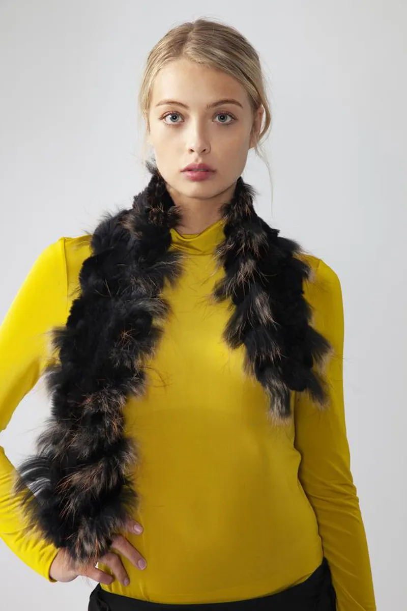 Coney Fur Scarf Black