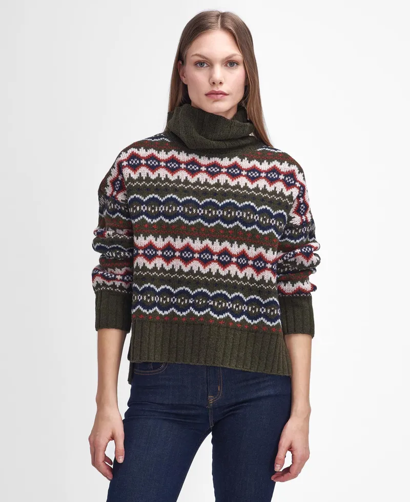 Barbour Helen Fair Isle Knit Roll Neck Jumper - Multi-1