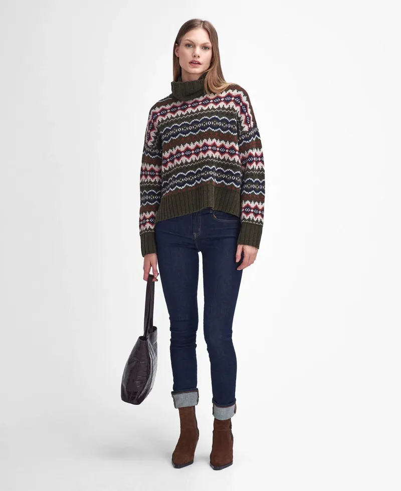 Barbour Helen Fair Isle Knit Roll Neck Jumper - Multi-2
