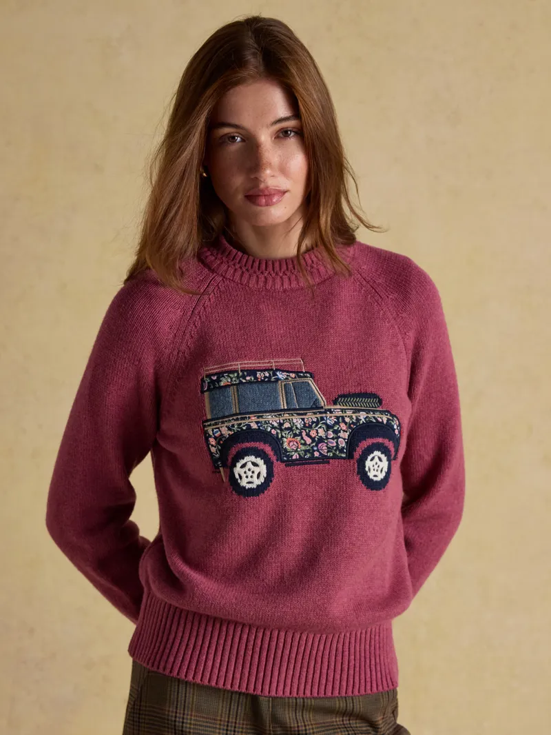 Joules Rutland 4X4 Crew Knitted Jumper - Pink-1