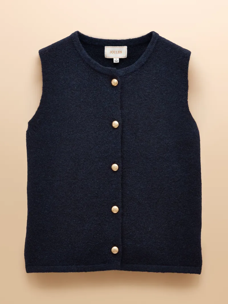 Joules Holly Button Vest - Navy-1