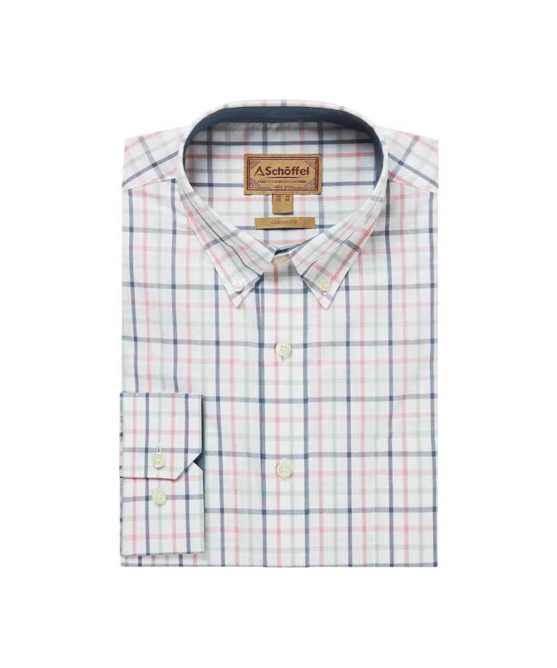 Schoffel Holkham Classic Shirt - Dark Pigeon/Mauve Red