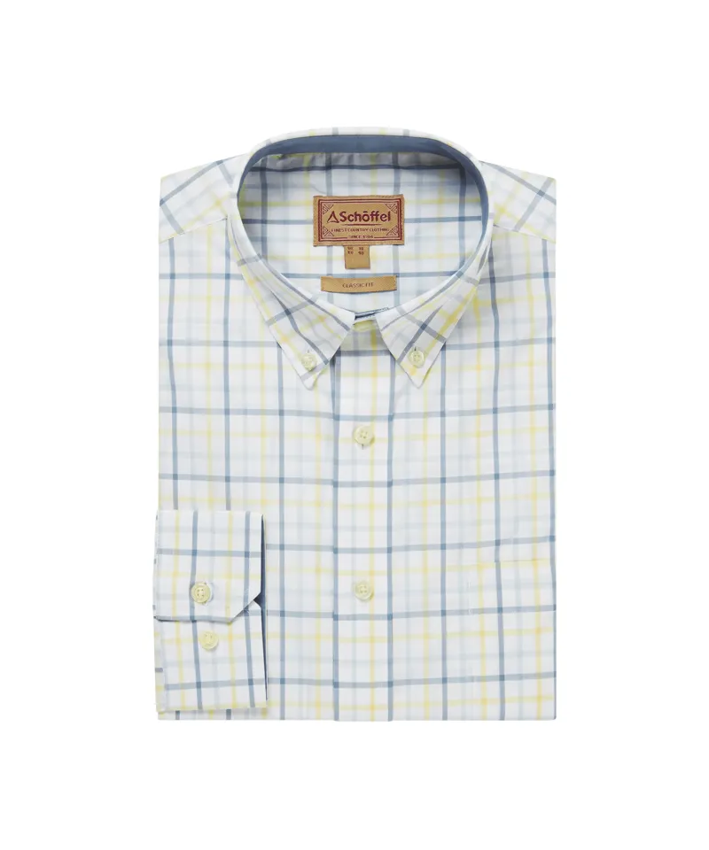 Schoffel Holkham Classic Shirt - Blue/Pastel Peach