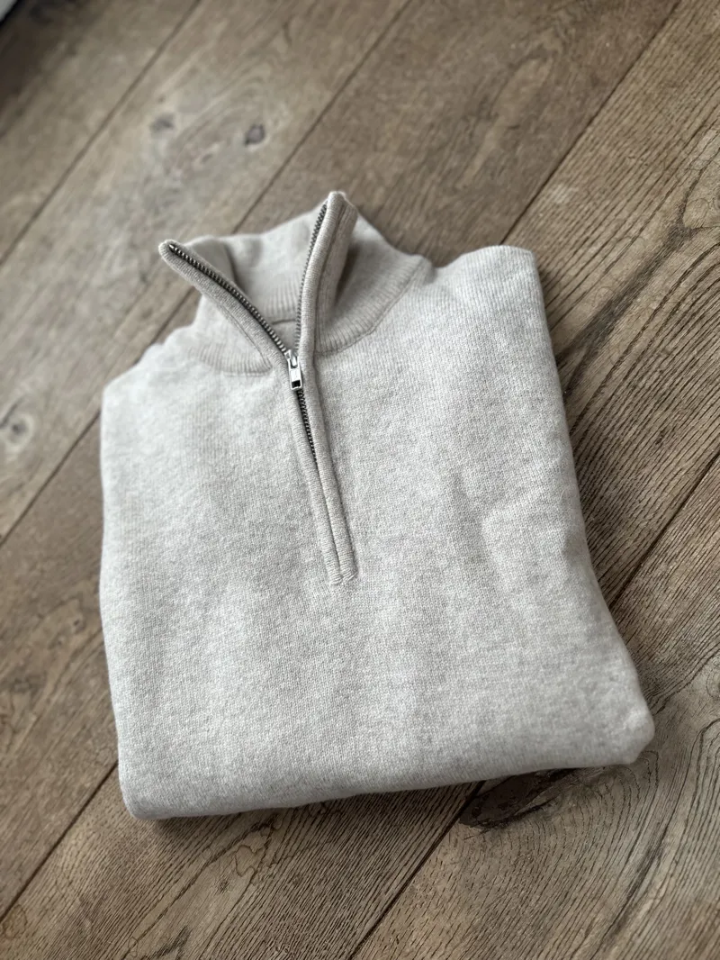 Ladies Lambswool 1/4 Zip - Linen
