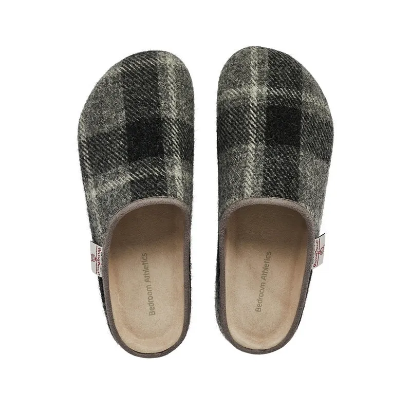 Archie Mens Harris Tweed Clog Slipper - Grey/Black-1