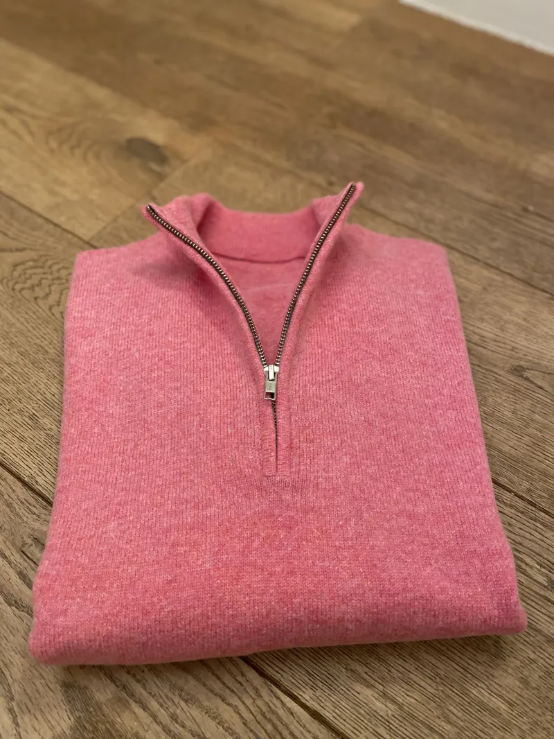 Ladies Lambswool 1/4 Zip - Pink