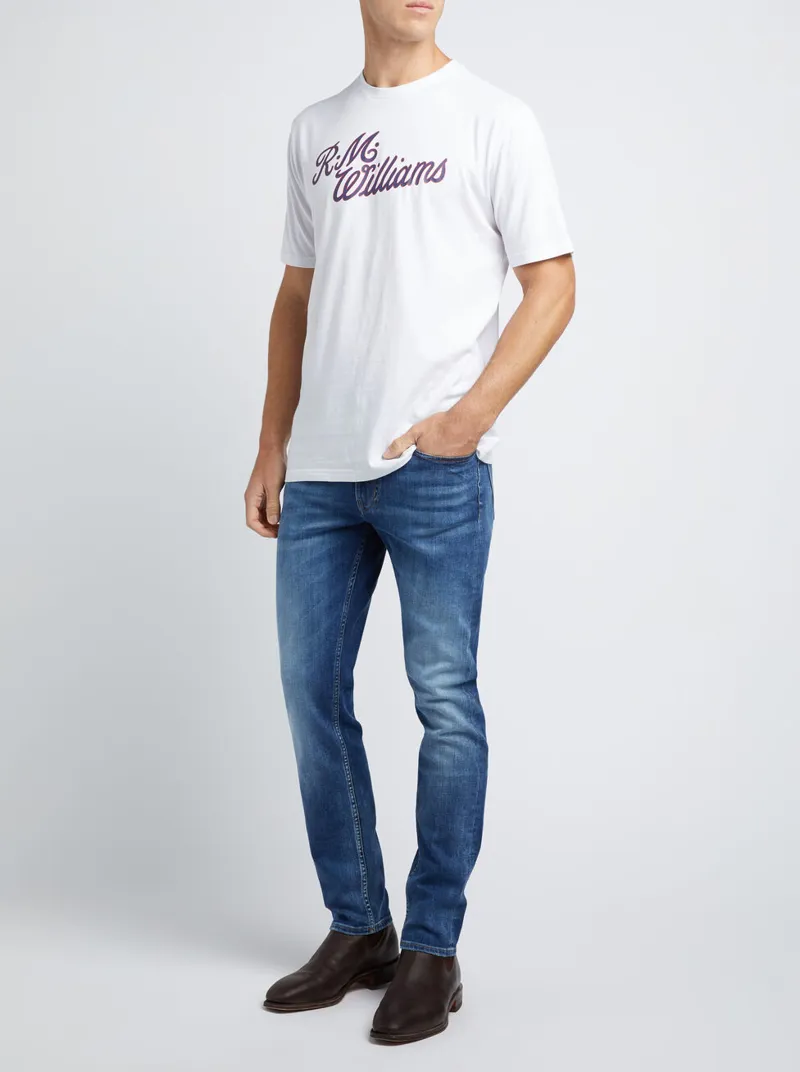 R.M Williams Mens Script T-Shirt White Red-1