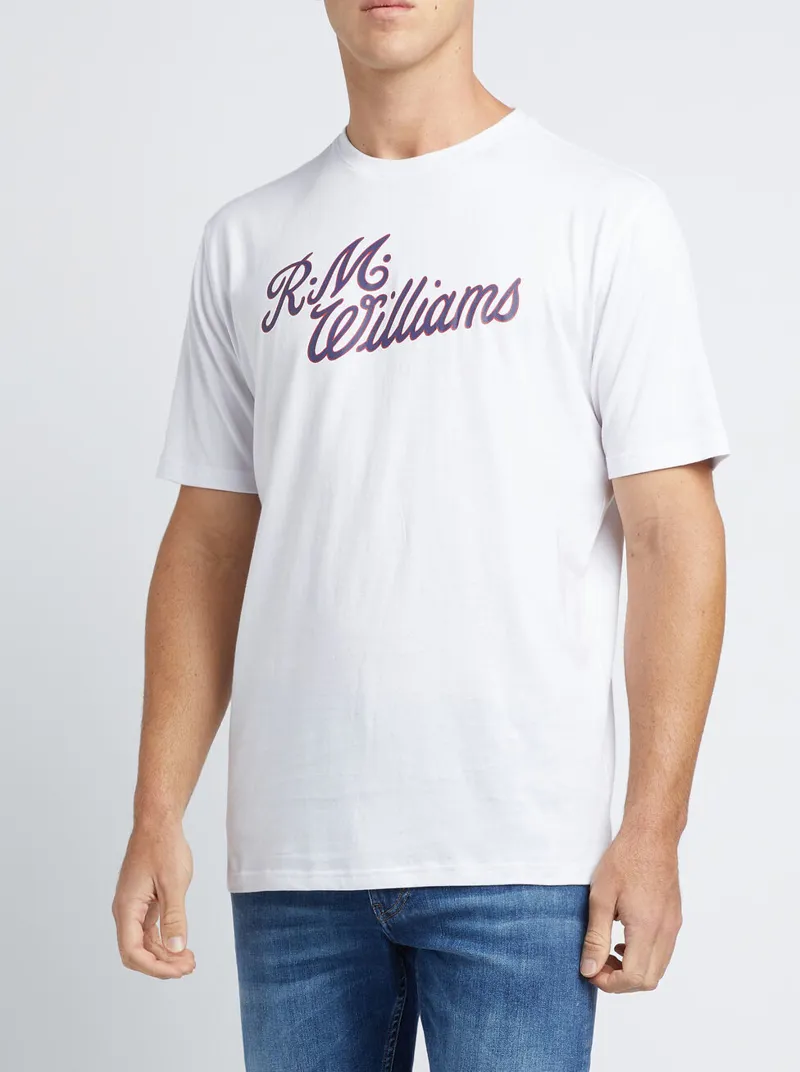 R.M Williams Mens Script T-Shirt White Red-3