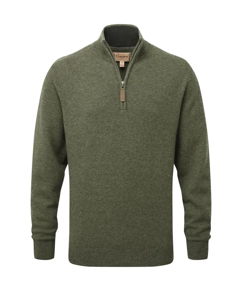 Schoffel Lewis Lambswool 1/4 Zip Jumper - Woodland
