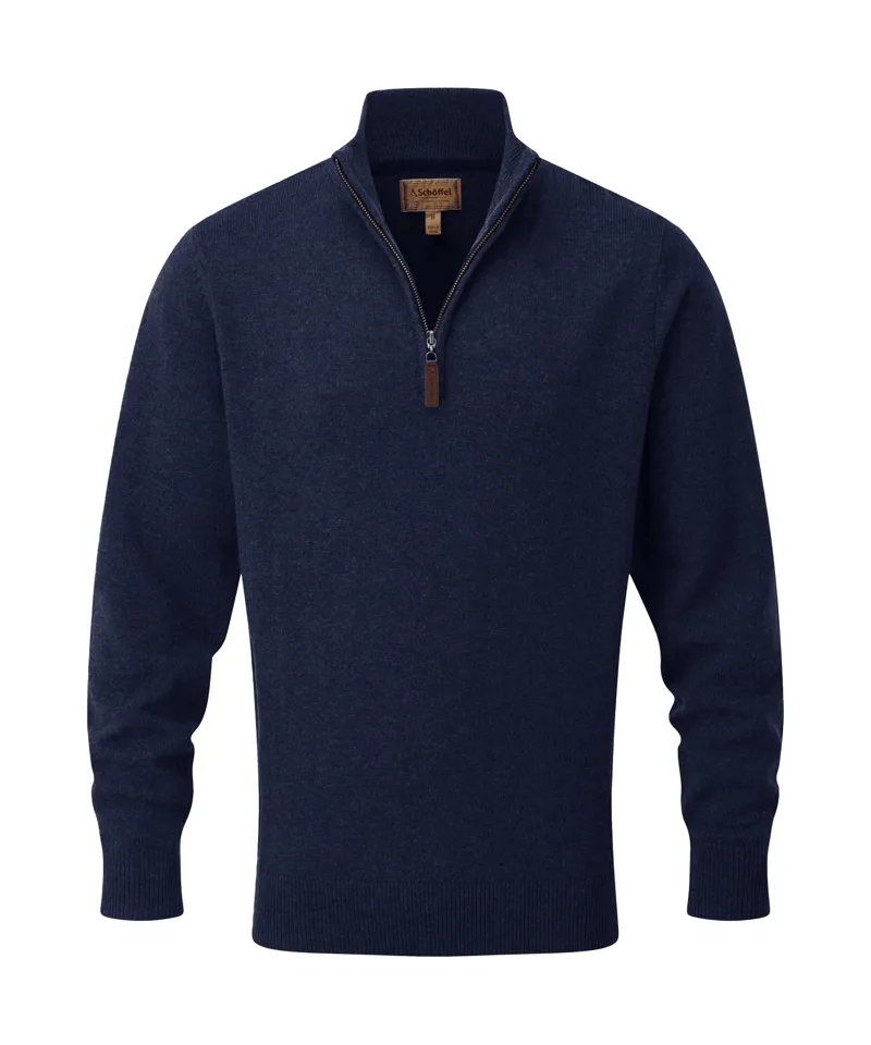 Schoffel Lewis Lambswool 1/4 Zip Jumper - Navy