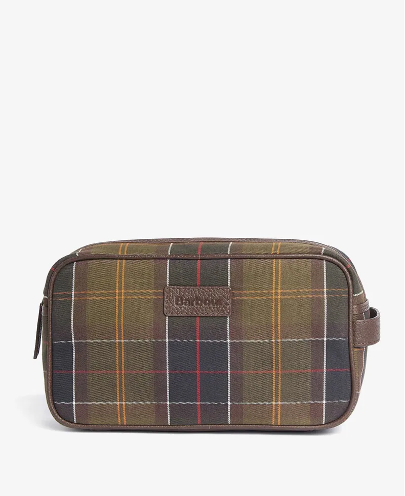 Barbour Tartan and Leather Washbag