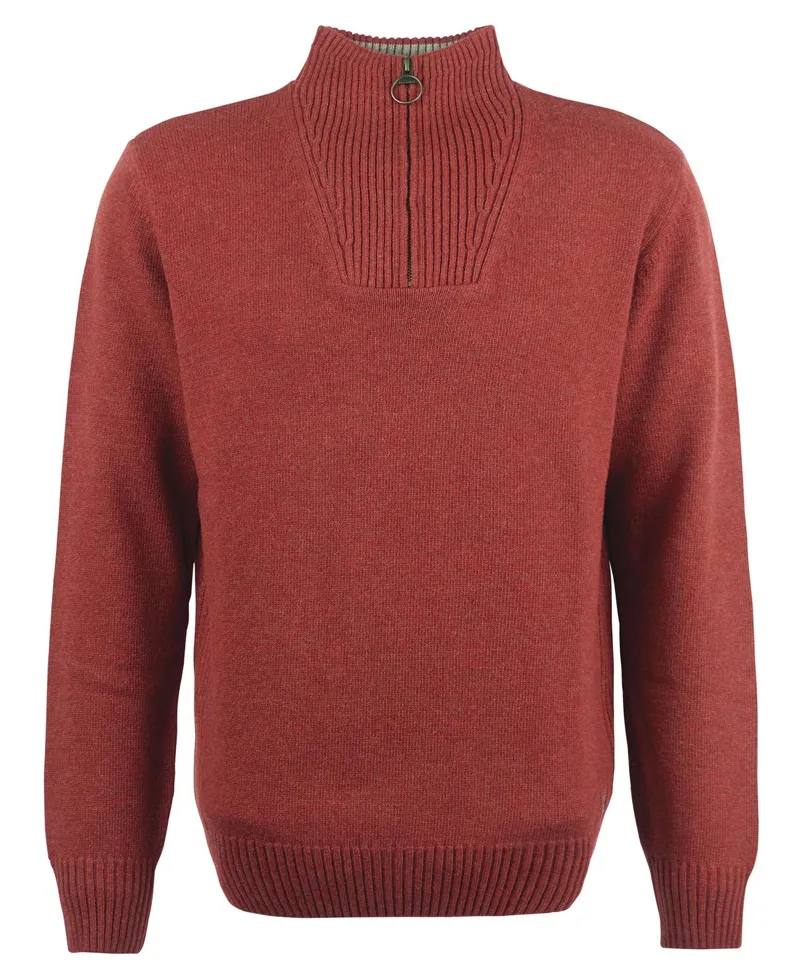 Barbour Nelson Half Zip Jumper - Brick Red