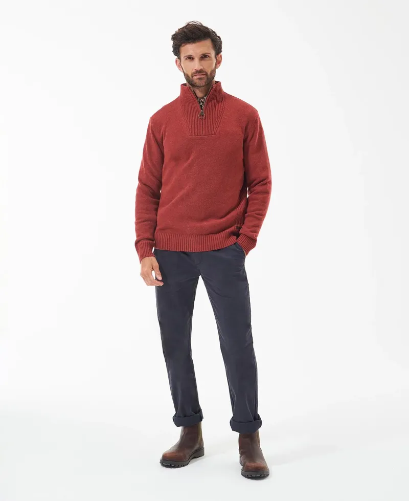 Barbour Nelson Half Zip Jumper - Brick Red-2