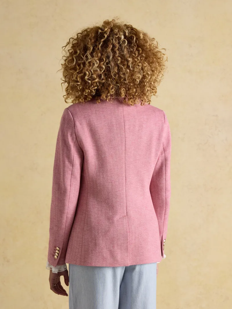 Joules Albury Herringbone Jersey Blazer - Pink-1