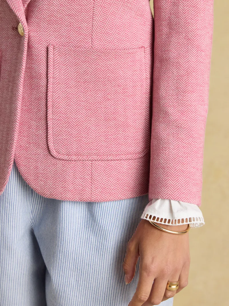 Joules Albury Herringbone Jersey Blazer - Pink-2