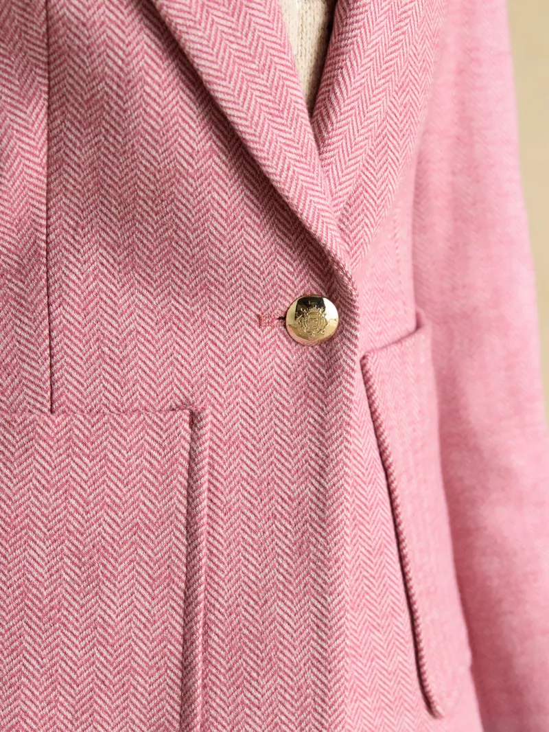 Joules Albury Herringbone Jersey Blazer - Pink-3