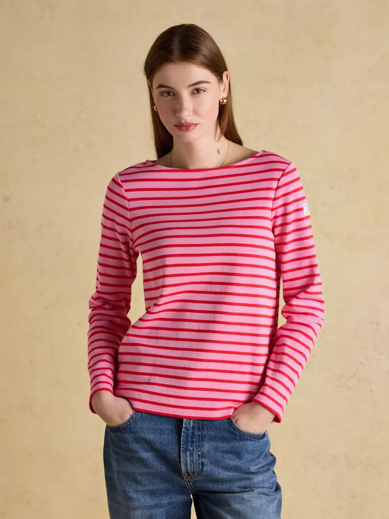 Joules Harbour Top - Red/Pink Stripe-1