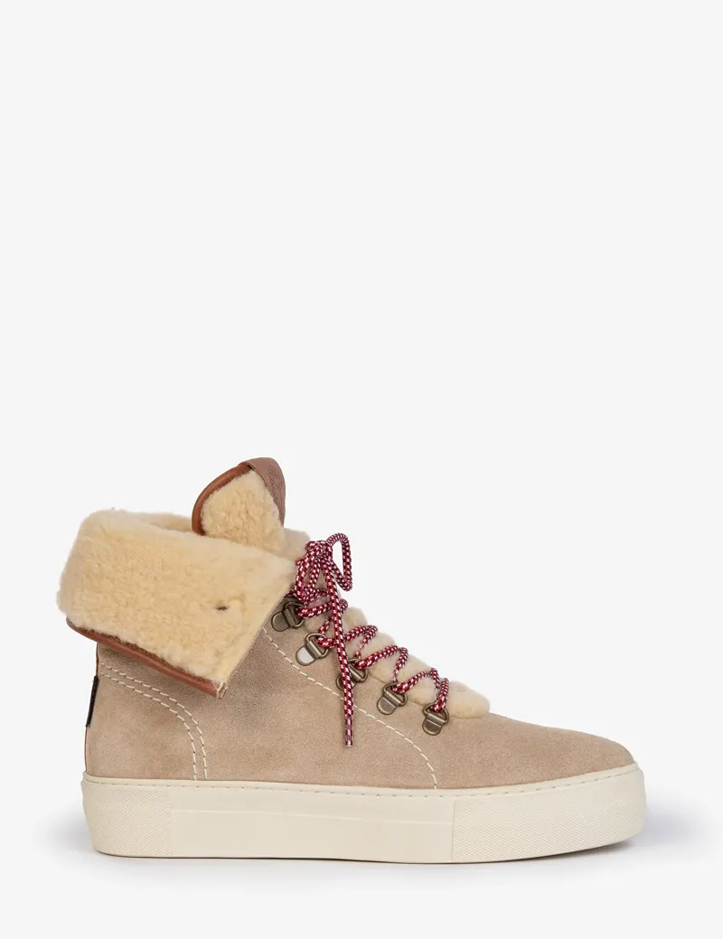 Penelope Chilvers Phoenix Wool-Lined Suede Boot - Sand