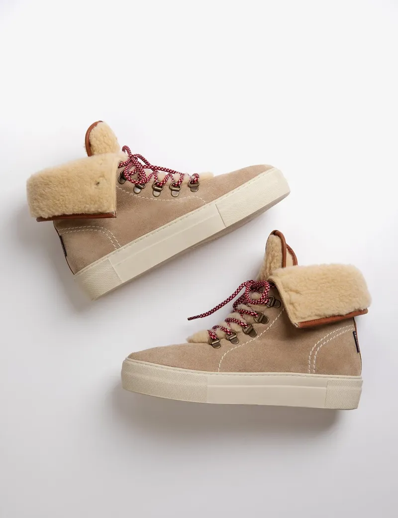 Penelope Chilvers Phoenix Wool-Lined Suede Boot - Sand-1