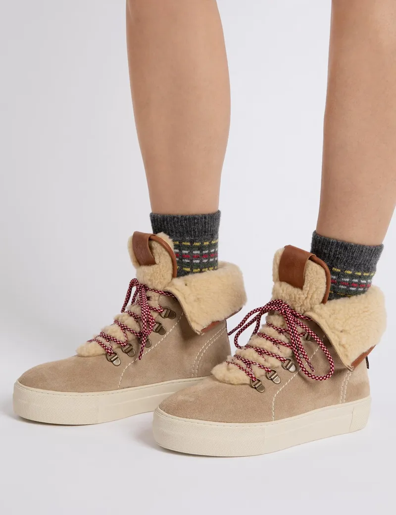 Penelope Chilvers Phoenix Wool-Lined Suede Boot - Sand-3