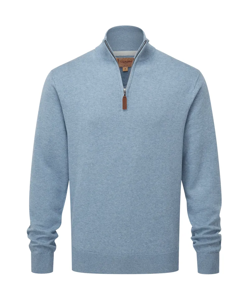 Schoffel Porthmeor Pima 1/4 Zip - Denim Blue