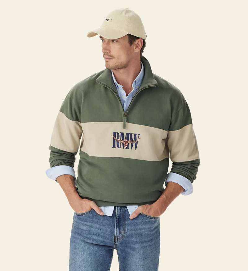 R.M Williams Heritage 1/4 Zip Sweatshirt - Spruce Green-1