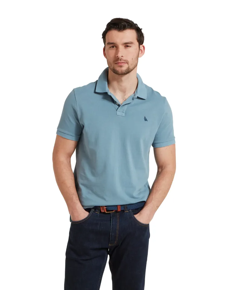 Scheffel St Ives Dyed Polo - Dark Pigeon Blue-1