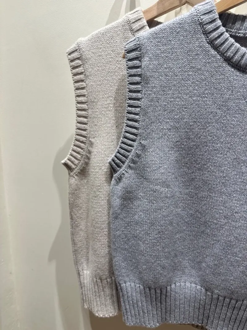 Ladies Lambswool Tank Top - Grey-1