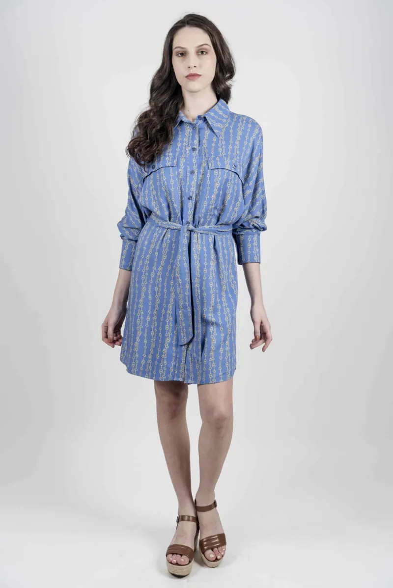 Hartwell Tara Shirt Dress - Blue Chains-2