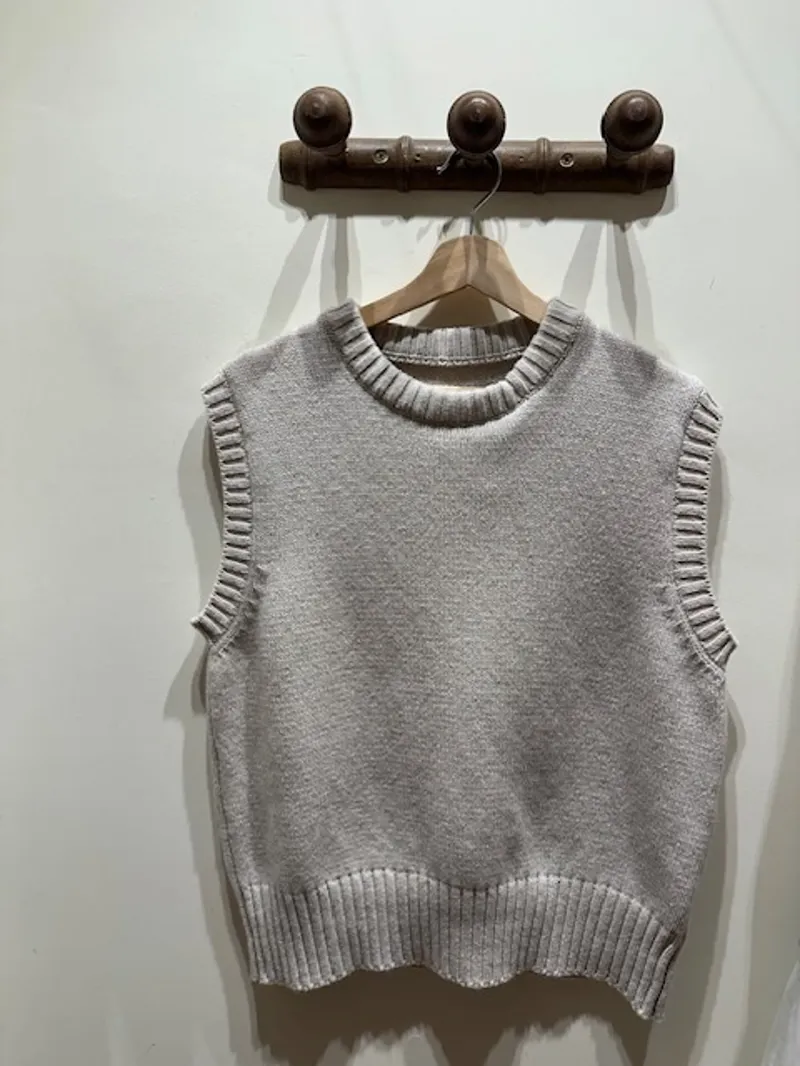 Ladies Lambswool Tank Top - Sand