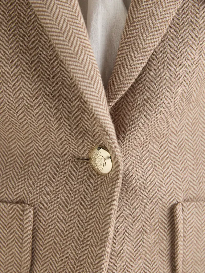Joules Albury Herringbone Jersey Blazer - Tan-3