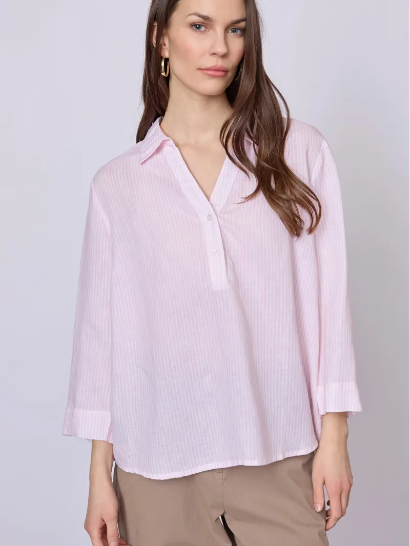 Red Green Annika Shirt - Rose Stripe-1