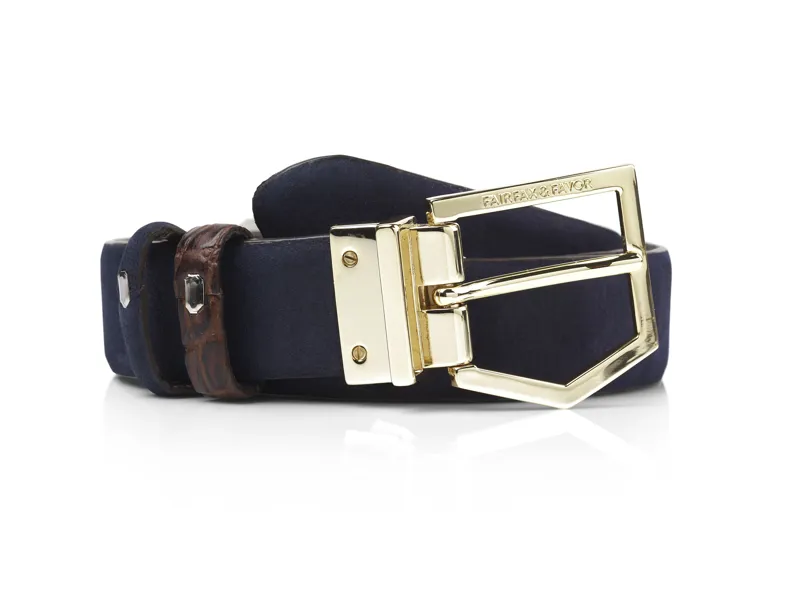 Fairfax and Favor Blickling Reversible Belt - Navy/Chocolate-2