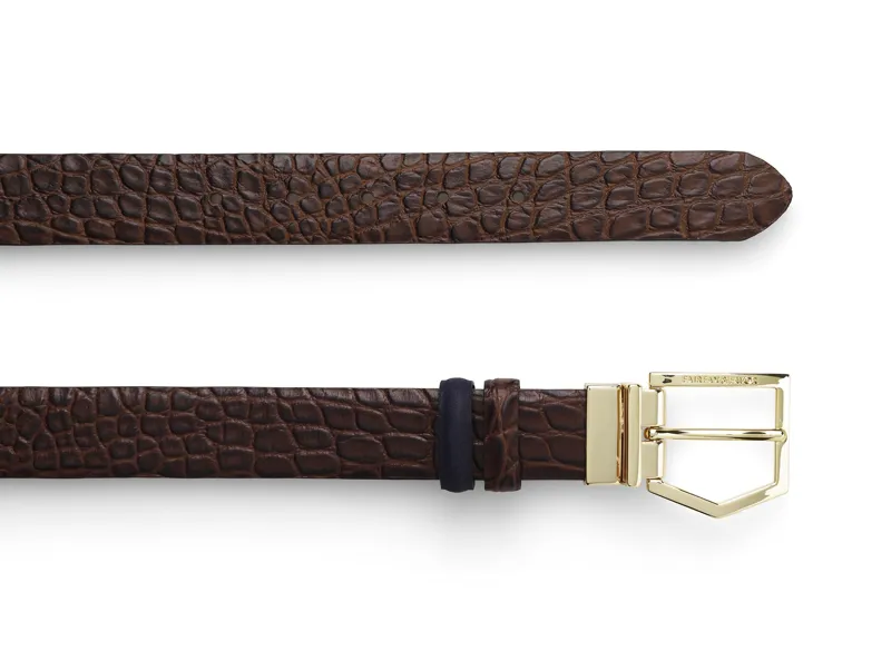 Fairfax and Favor Blickling Reversible Belt - Navy/Chocolate-1